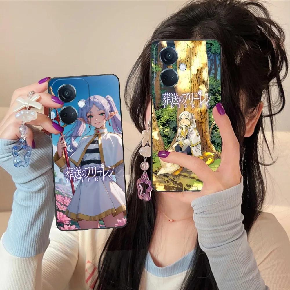 Anime Frieren Mobile Cell Phone Case for OPPO Find X5 X3 X2 A93 Reno 8 7 Pro A74 A72 A53 Black Soft Phone Cover Fund